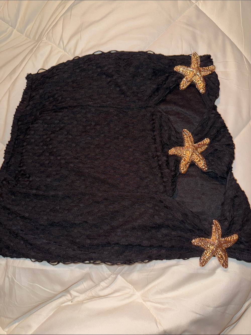 SHEIN Black Mini Skirt with Gold Starfish Embellishments